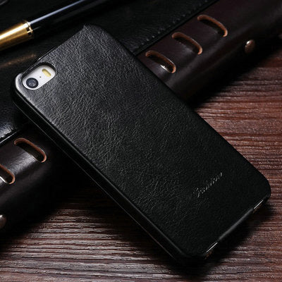 Flip PU Leather Case for iPhone 5s 5 S SE Retro Back Cover Coque with Fashion Logo Phone Bag Cases For iPhone 5 5SE Luxury