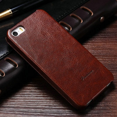 Flip PU Leather Case for iPhone 5s 5 S SE Retro Back Cover Coque with Fashion Logo Phone Bag Cases For iPhone 5 5SE Luxury