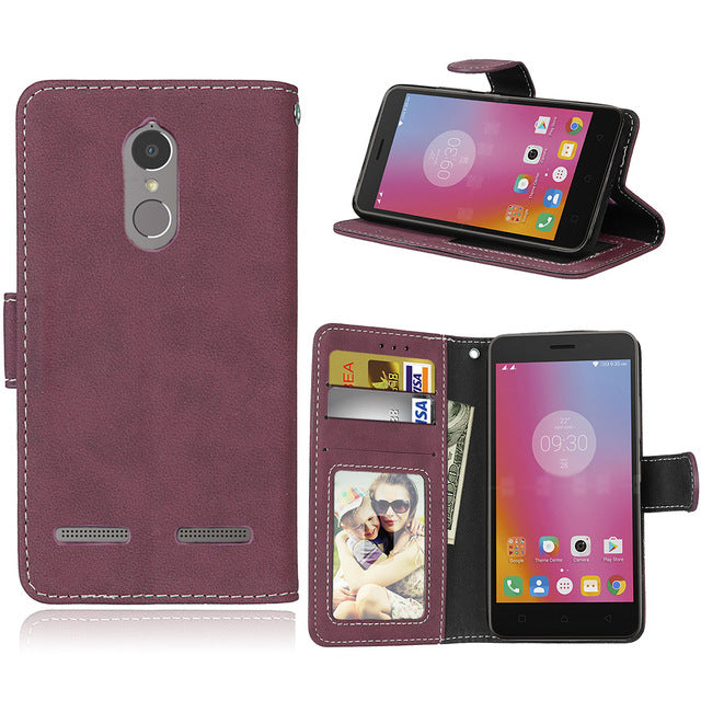 For Lenovo K 6 High quality Matter Wallet Leather Case For Lenovo K6 / K6 Power Cases Flip Mobile Phone Cover With Card Holder