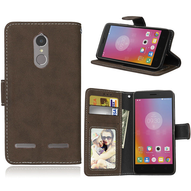 For Lenovo K 6 High quality Matter Wallet Leather Case For Lenovo K6 / K6 Power Cases Flip Mobile Phone Cover With Card Holder