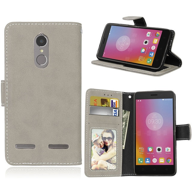 For Lenovo K 6 High quality Matter Wallet Leather Case For Lenovo K6 / K6 Power Cases Flip Mobile Phone Cover With Card Holder