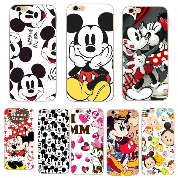 Fashion For iPhone 7 8 8Plus Case Mickey Minnie Mouse Coque  TPU soft Mobile Phone Cases For iPhone 7 5 5S SE 6 6S 6 Plus Cover