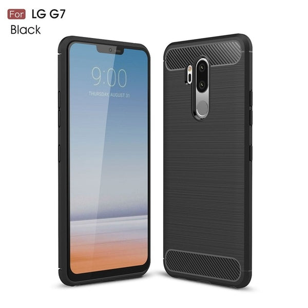 KEYSION Phone Case for LG G7 ThinQ Carbon Fiber Soft TPU Silicone Brushed Anti-Skid Back Cover for LG G7 ThinQ