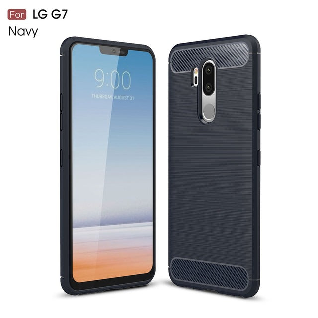 KEYSION Phone Case for LG G7 ThinQ Carbon Fiber Soft TPU Silicone Brushed Anti-Skid Back Cover for LG G7 ThinQ