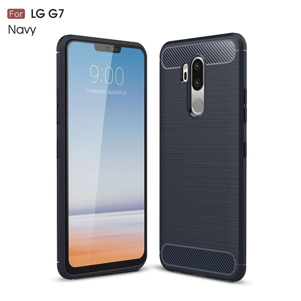 KEYSION Phone Case for LG G7 ThinQ Carbon Fiber Soft TPU Silicone Brushed Anti-Skid Back Cover for LG G7 ThinQ