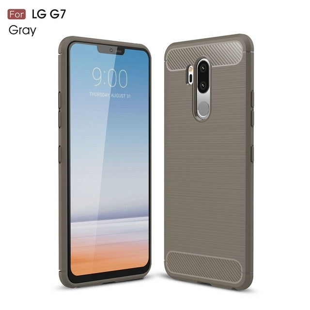 KEYSION Phone Case for LG G7 ThinQ Carbon Fiber Soft TPU Silicone Brushed Anti-Skid Back Cover for LG G7 ThinQ