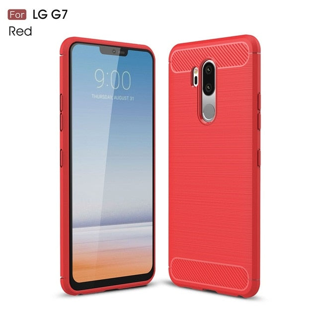KEYSION Phone Case for LG G7 ThinQ Carbon Fiber Soft TPU Silicone Brushed Anti-Skid Back Cover for LG G7 ThinQ