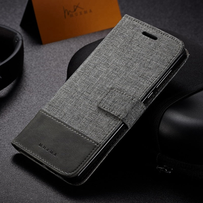 FGHGF Cases sFor Samsung Galaxy S9 Plus Case Canvas Leather Cover For Samsung Galaxy A8 Plus 2018 Flip Wallet Mobile Phone Cover