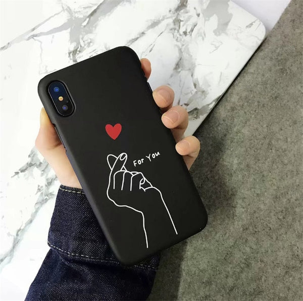 Cute Love Heart Print Back Cover For iPhone X 7 6 6S Plus 5 5S SE Phone Case Hard PC Cases Coque For iPhone 8 8 Plus