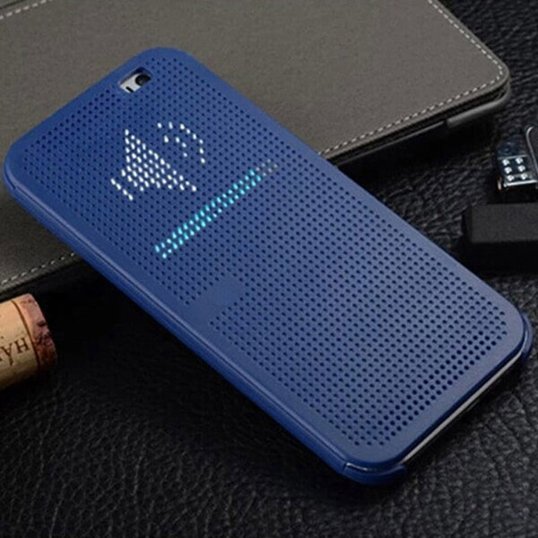 Asuwish Flip Cover Dot Silicone Case For HTC One M8 M8s OneM8 HTCM8 E8 E M 8 Smart View Original Shockproof Silicon Phone Case