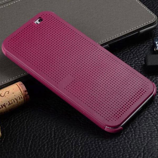 Asuwish Flip Cover Dot Silicone Case For HTC One M8 M8s OneM8 HTCM8 E8 E M 8 Smart View Original Shockproof Silicon Phone Case