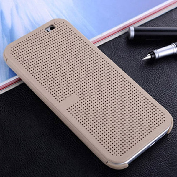 Asuwish Flip Cover Dot Silicone Case For HTC One M8 M8s OneM8 HTCM8 E8 E M 8 Smart View Original Shockproof Silicon Phone Case