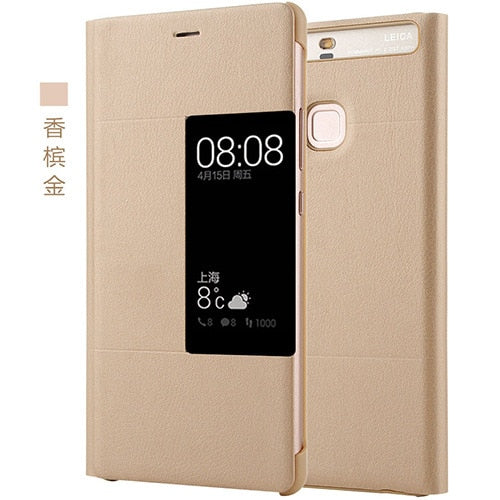 Luxury PU Leather Flip Case For Huawei P9 plus Original Style View Window Cover Mobile Phone Smart Flip Case for Huawei P9 plus