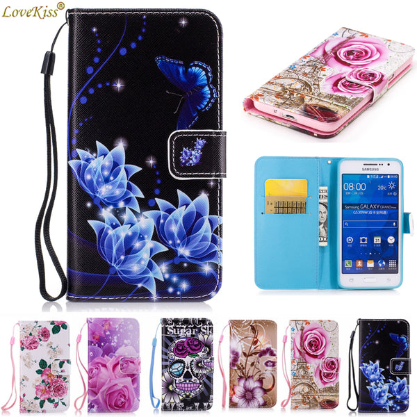 Flower Pattern Leather Wallet Case For Samsung Galaxy J2 Prime J2Prime SM-G532F Grand Prime Plus G532 G530 G531 Cover Phone Bag