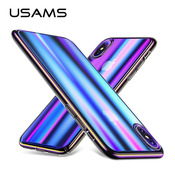 USAMS Slim Mobile Phone Case for iPhone X Shining Anti-fingerprint Protective Shell Case Ultra-thin Cover Full Protector Cases