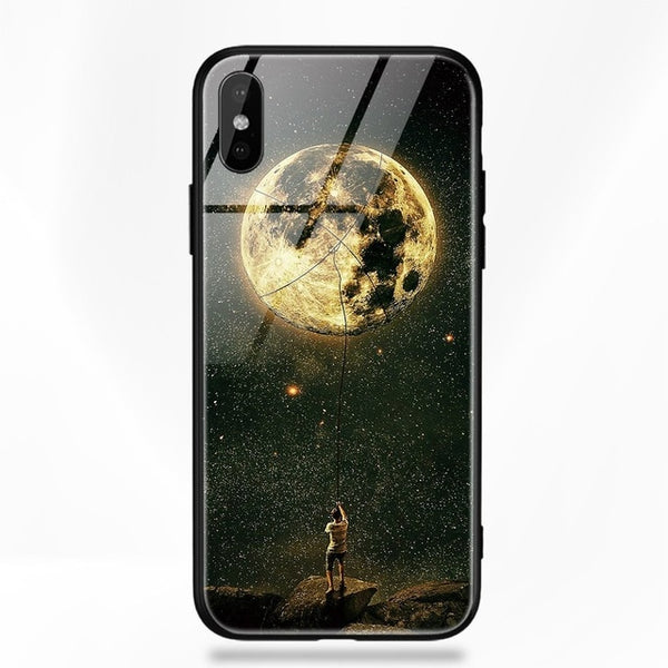 TOMKAS Glass Phone Case For iPhone X 7 8 10 6 s XS Star Space Cover Case For iPhone 8 7 6 6s Plus X Luxury Case Silicone Coque 6