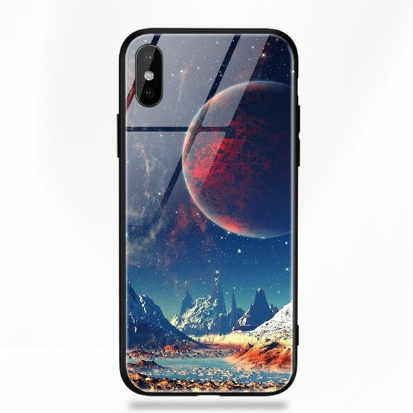 TOMKAS Glass Phone Case For iPhone X 7 8 10 6 s XS Star Space Cover Case For iPhone 8 7 6 6s Plus X Luxury Case Silicone Coque 6