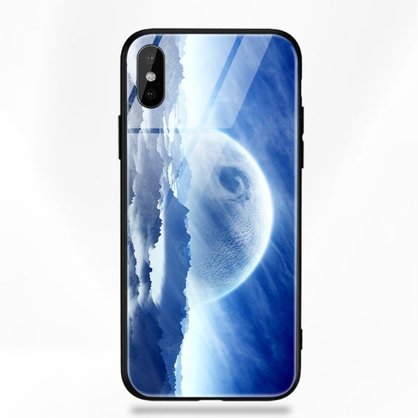 TOMKAS Glass Phone Case For iPhone X 7 8 10 6 s XS Star Space Cover Case For iPhone 8 7 6 6s Plus X Luxury Case Silicone Coque 6