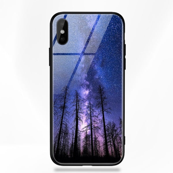 TOMKAS Glass Phone Case For iPhone X 7 8 10 6 s XS Star Space Cover Case For iPhone 8 7 6 6s Plus X Luxury Case Silicone Coque 6