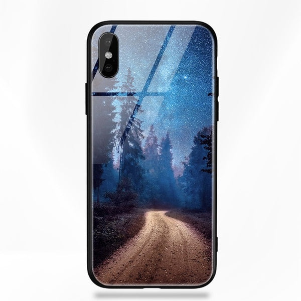 TOMKAS Glass Phone Case For iPhone X 7 8 10 6 s XS Star Space Cover Case For iPhone 8 7 6 6s Plus X Luxury Case Silicone Coque 6