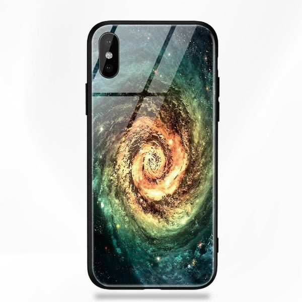 TOMKAS Glass Phone Case For iPhone X 7 8 10 6 s XS Star Space Cover Case For iPhone 8 7 6 6s Plus X Luxury Case Silicone Coque 6