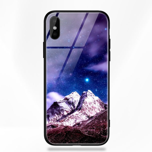 TOMKAS Glass Phone Case For iPhone X 7 8 10 6 s XS Star Space Cover Case For iPhone 8 7 6 6s Plus X Luxury Case Silicone Coque 6