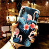 USLION Lotus Flower Case For iPhone 8 Plus XS Max XR 3D Relief Rose Floral Phone Case For iPhone X 7 6 6S Plus 5 SE TPU Cover