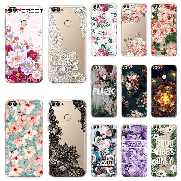 TPU Silicone Case for Huawei P smart Case Cover Coque for Huawei Psmart Cover Protector Flower for Huawei Enjoy 7S Phone Cover