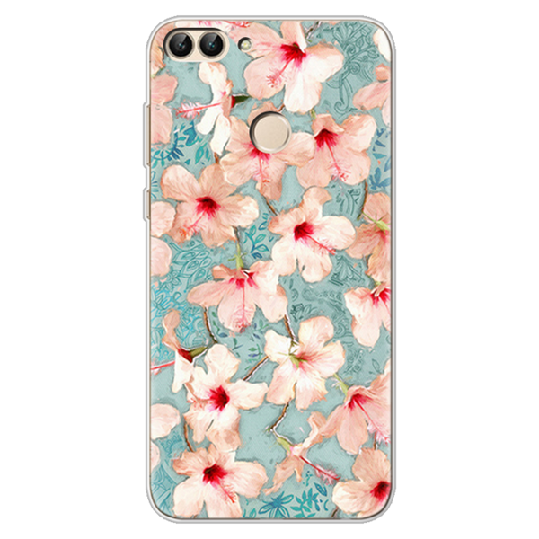 TPU Silicone Case for Huawei P smart Case Cover Coque for Huawei Psmart Cover Protector Flower for Huawei Enjoy 7S Phone Cover