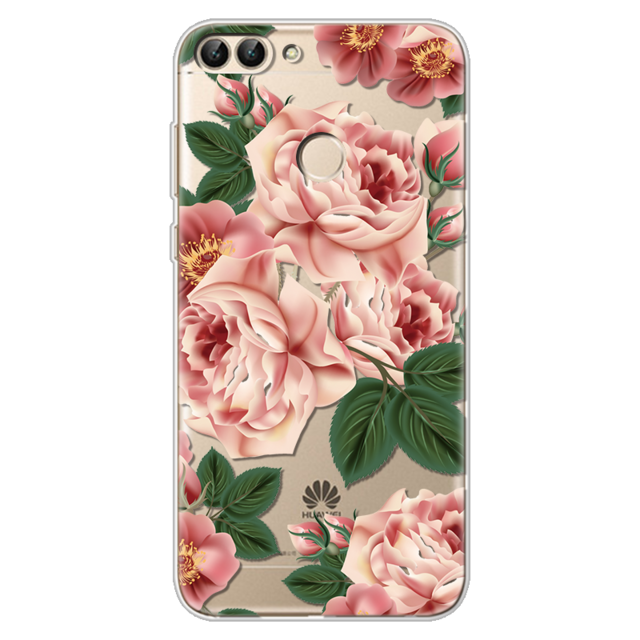 TPU Silicone Case for Huawei P smart Case Cover Coque for Huawei Psmart Cover Protector Flower for Huawei Enjoy 7S Phone Cover