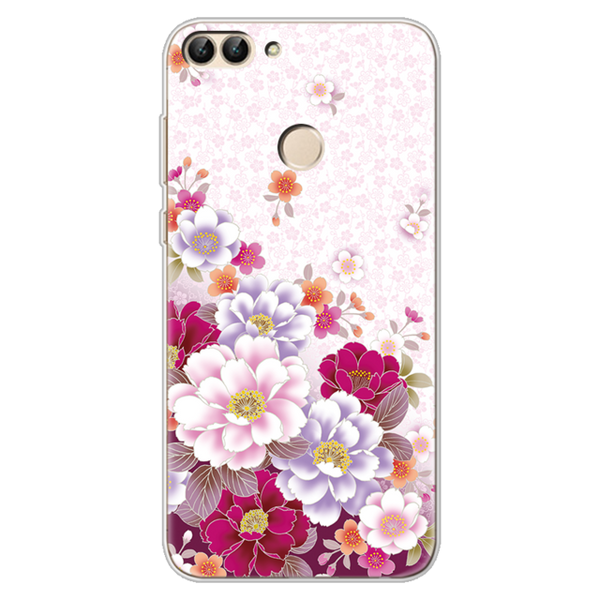 TPU Silicone Case for Huawei P smart Case Cover Coque for Huawei Psmart Cover Protector Flower for Huawei Enjoy 7S Phone Cover