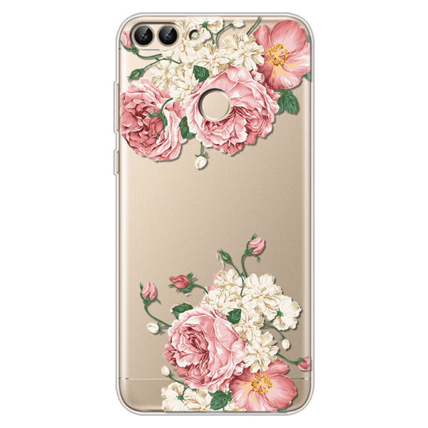 TPU Silicone Case for Huawei P smart Case Cover Coque for Huawei Psmart Cover Protector Flower for Huawei Enjoy 7S Phone Cover