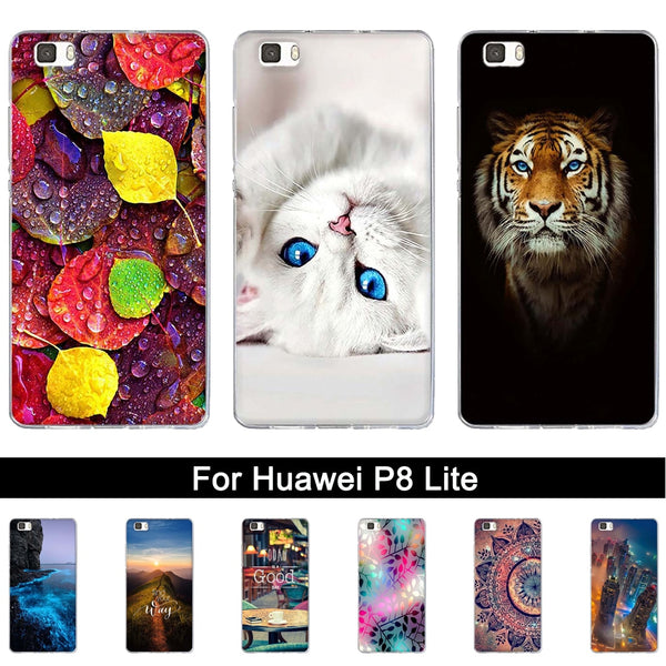 Silicone Case for Huawei P8 Lite Soft TPU Paint Cover For Huawei ALE-L21 5.0" Back Phone Cover For Huawei p8 lite Shells Fundas