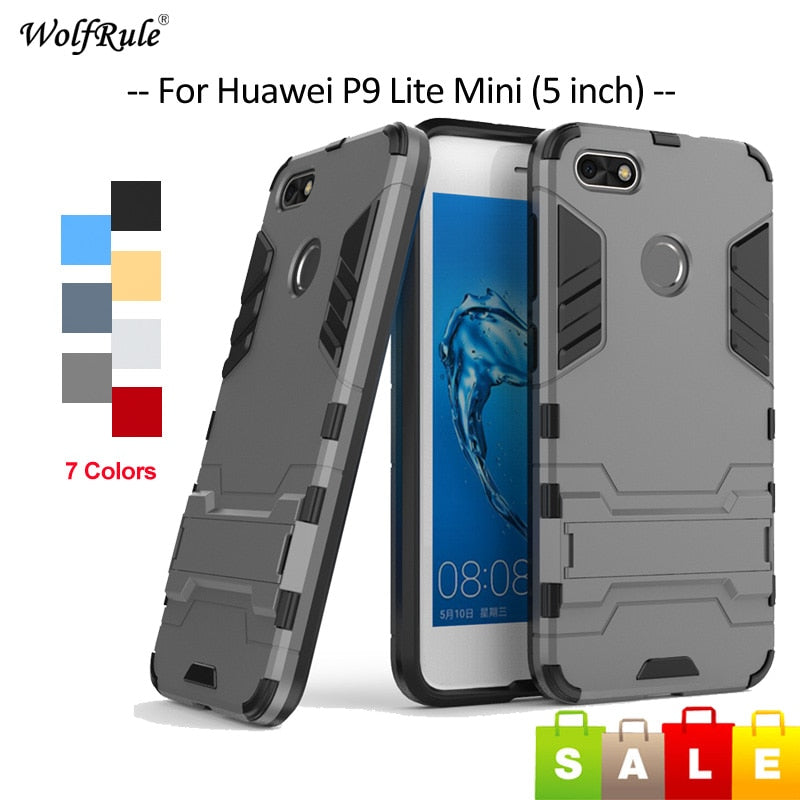For Cover Huawei P9 Lite Mini Case P9 Lite 2017 2016 Silicone & PC Stand Phone Case For Huawei P9 Lite Mini Cover Fundas 5''