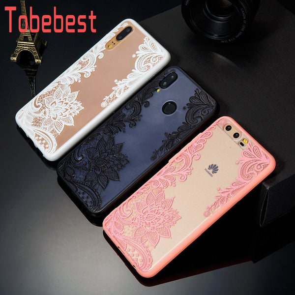 Sexy Lace Flower Floral Phone Case For Huawei P20 Lite/P20/P10/P10 Lite/P10 Plus/P9/P9 Lite/P8 Lite 2017 Hard PC+TPU Back Cover