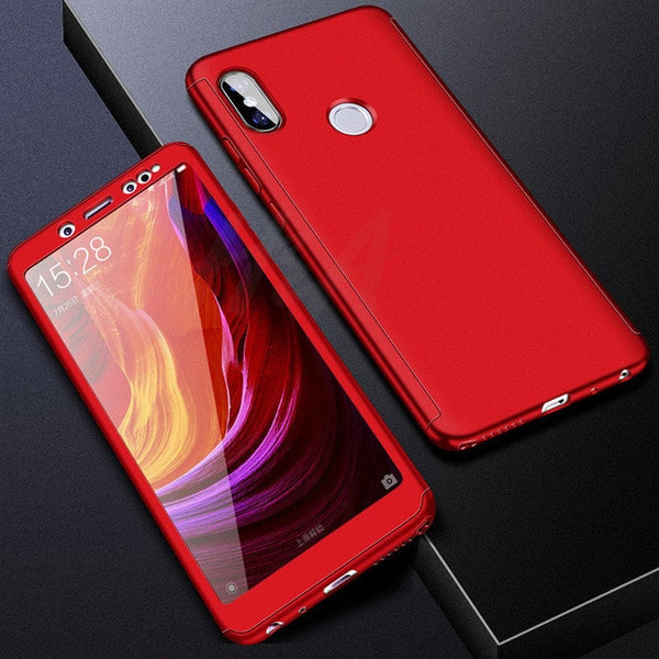 H&A H&A Luxury 360 Degree Full Cover Phone Case For Xiaomi Redmi Note 5 5A Screen Protector Cover 4X 4A Note 5 Plus Case Glass