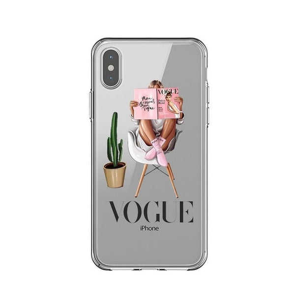 Fashion Black Brown Hair Baby Mom Girl Queen 01 Case For iPhone X XS Max XR 8 7 6 6s Plus 5 5s SE Silicone Woman Phone Cover
