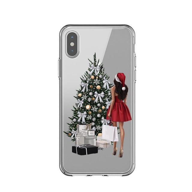 Fashion Black Brown Hair Baby Mom Girl Queen 01 Case For iPhone X XS Max XR 8 7 6 6s Plus 5 5s SE Silicone Woman Phone Cover