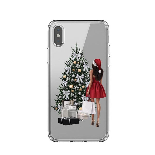 Fashion Black Brown Hair Baby Mom Girl Queen 01 Case For iPhone X XS Max XR 8 7 6 6s Plus 5 5s SE Silicone Woman Phone Cover