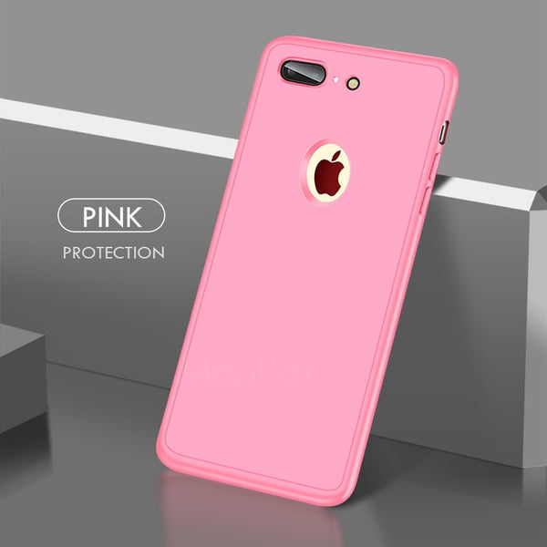 Moopok 360 Degree Silicone Case For iPhone 6 6s 7 8 Cases 5 5s SE Case With Glass Full Phone Cover For iPhone 7 6 8 Plus 5 Cases