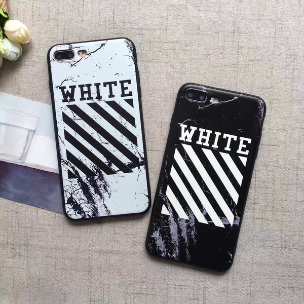 OW off Stripes Graffiti Marble Case For iphone Xs Max Xr X 8 7 6 6S Plus Fashion White Black Soft Silicon TPU Phone Cover Funda