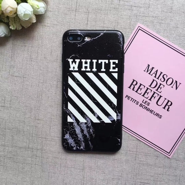 OW off Stripes Graffiti Marble Case For iphone Xs Max Xr X 8 7 6 6S Plus Fashion White Black Soft Silicon TPU Phone Cover Funda