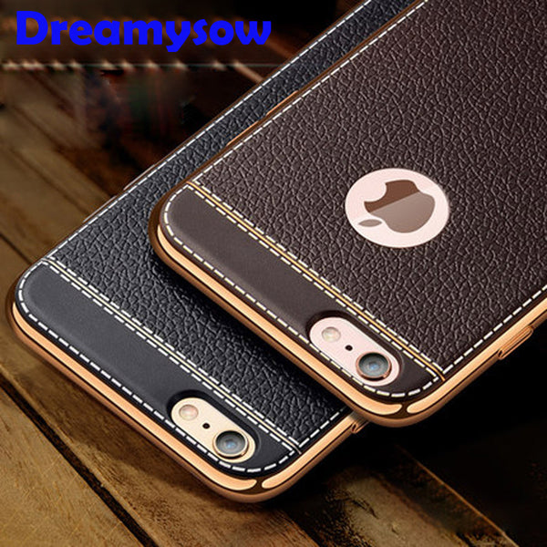 Litchi grain luxury Plating TPU silicone mobile phone case For iphone X Xr Xs Max 6 6s plus 7 8 plus 5 5s se Plating Frame cover