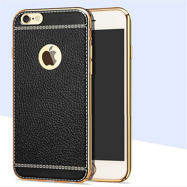 Litchi grain luxury Plating TPU silicone mobile phone case For iphone X Xr Xs Max 6 6s plus 7 8 plus 5 5s se Plating Frame cover