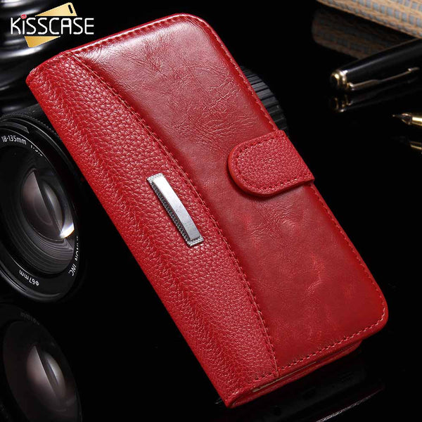 KISSCASE For iPhone 6 7 5S 8 Leather Case Business Men Women Magnetic Stand Flip Phone Bag Cover For iPhone 7 6 6S 8 X Plus Case