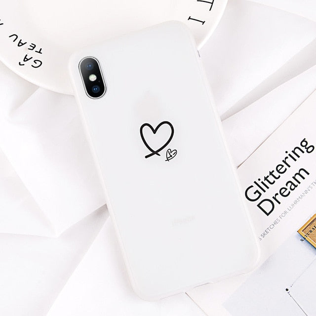 USLION Luminous Silicon Case For iPhone 7 6 6s 8 Plus X XR XS MAX XS Cartoon Love Heart Stars Phone Cases Soft TPU Cover Coque