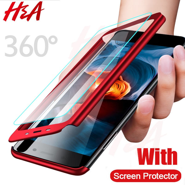 H&A 360 Full Protective Phone Case For Xiaomi Redmi 6 6A S2 Anti-knock Full Cover For Xiaomi Redmi S2 6 6A Cases With Glass Film