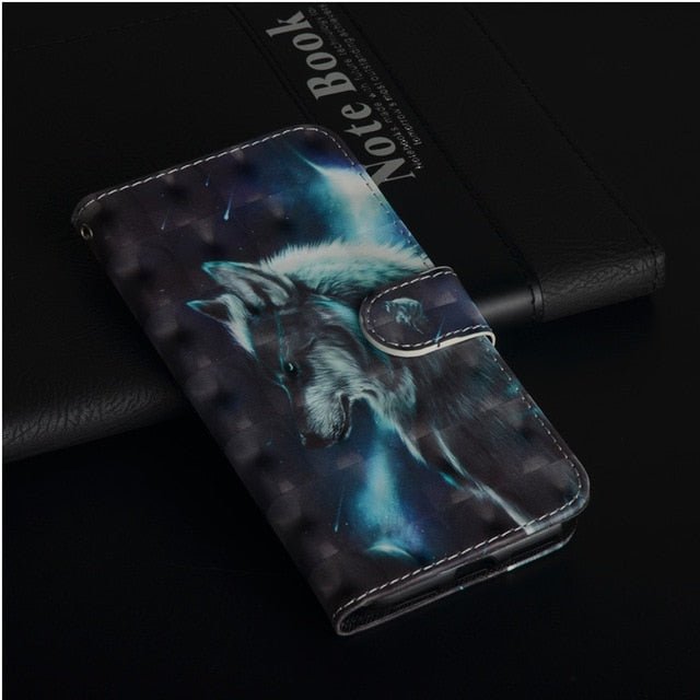 Flip Phone Etui Coque Cover Case For Huawei Y3 Y5 Y6 Y7 Y9 Pro Prime 2017 2018 Honor 7A 7C 7S with 3D Painted PU Leather Wallet
