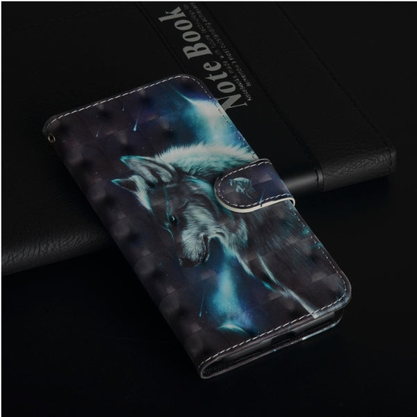 Flip Phone Etui Coque Cover Case For Huawei Y3 Y5 Y6 Y7 Y9 Pro Prime 2017 2018 Honor 7A 7C 7S with 3D Painted PU Leather Wallet