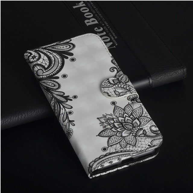 Flip Phone Etui Coque Cover Case For Huawei Y3 Y5 Y6 Y7 Y9 Pro Prime 2017 2018 Honor 7A 7C 7S with 3D Painted PU Leather Wallet